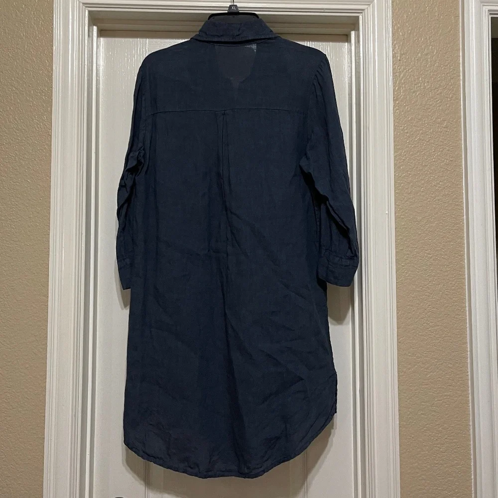 Lungo L'arno 100% Linen Dress Shift Navy - Picture 6 of 9